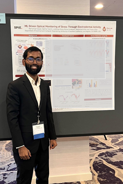 Presented our work on "ML Driven Optical Monitoring of Stress through Electrodermal Activity" in Soft Mechatronics and Wearable Systems, SPIE-2024.